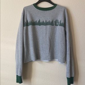 Smokey the bear grey cropped hoodie pullover!